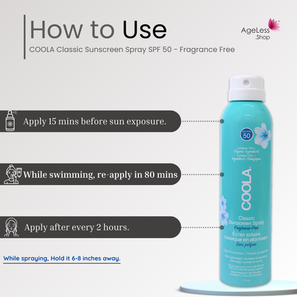 COOLA Classic Sunscreen Spray SPF 50 - Fragrance Free