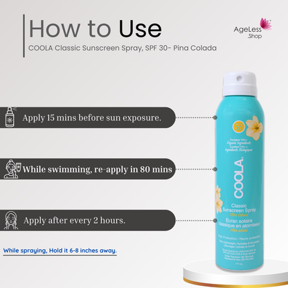 COOLA Classic Sunscreen Spray, SPF 30- Pina Colada