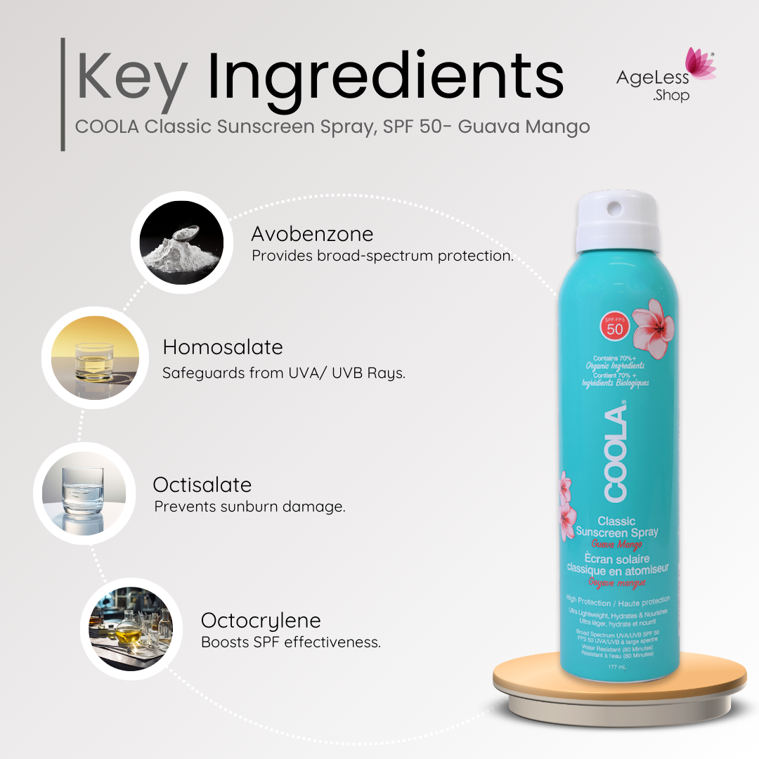 COOLA Classic Sunscreen Spray, SPF 50- Guava Mango